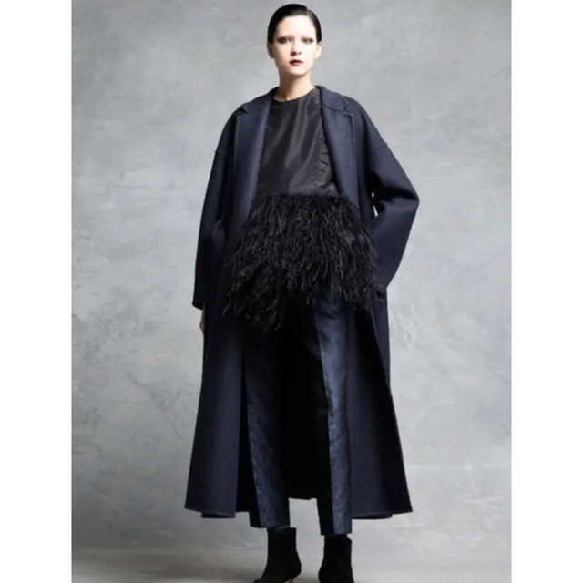 Drawer - Drawer ウールケヌキテーラードカラーコート ネイビー 38の