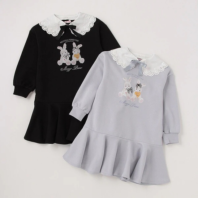 mezzo piano - メゾピアノ新品新作タグ付きウサギ転写プリント 衿つき