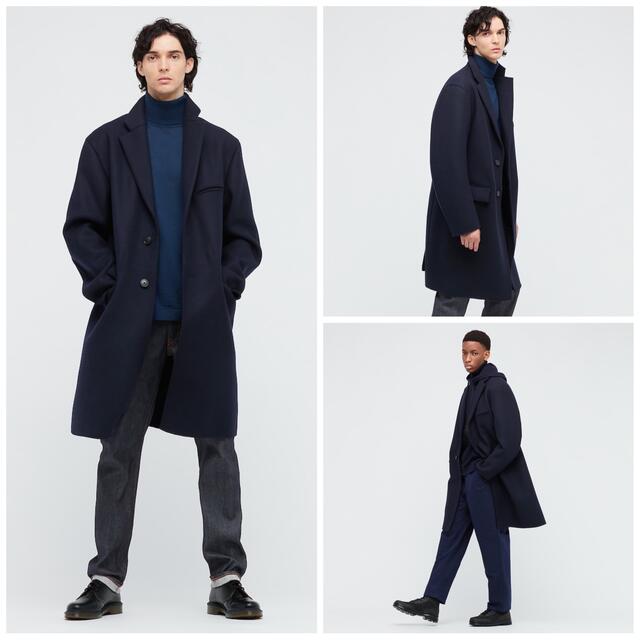 UNIQLO - 【新品】＋J ウールブレンド チェスターコート ネイビー Mの