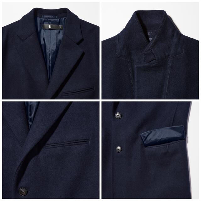 UNIQLO - 【新品】＋J ウールブレンド チェスターコート ネイビー Mの