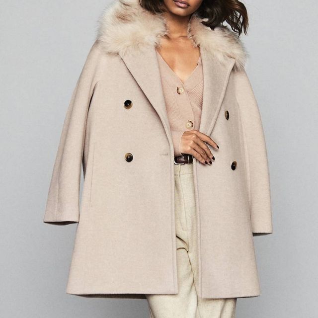 新品送料無料UK12/US8リースREISS lawsonウールコートベージュ