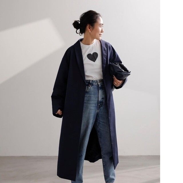 新品未使用】FORME 東原亜希 金子綾 ショールカラーコート（ネイビー