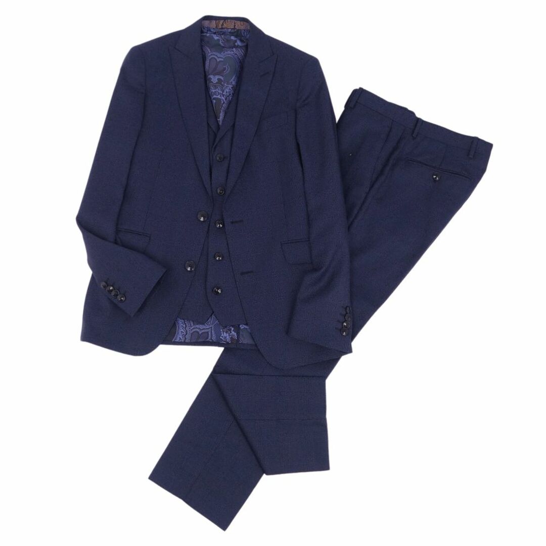 着用1回 ETRO 最高級スーツセットアップ 44 ハンガー ハンカチーフ付