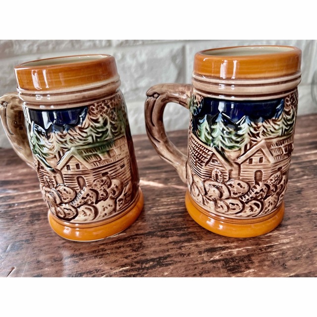ドイツ ビア ジョッキ マグ カップ 2個 セット ハンドメイド ③の通販