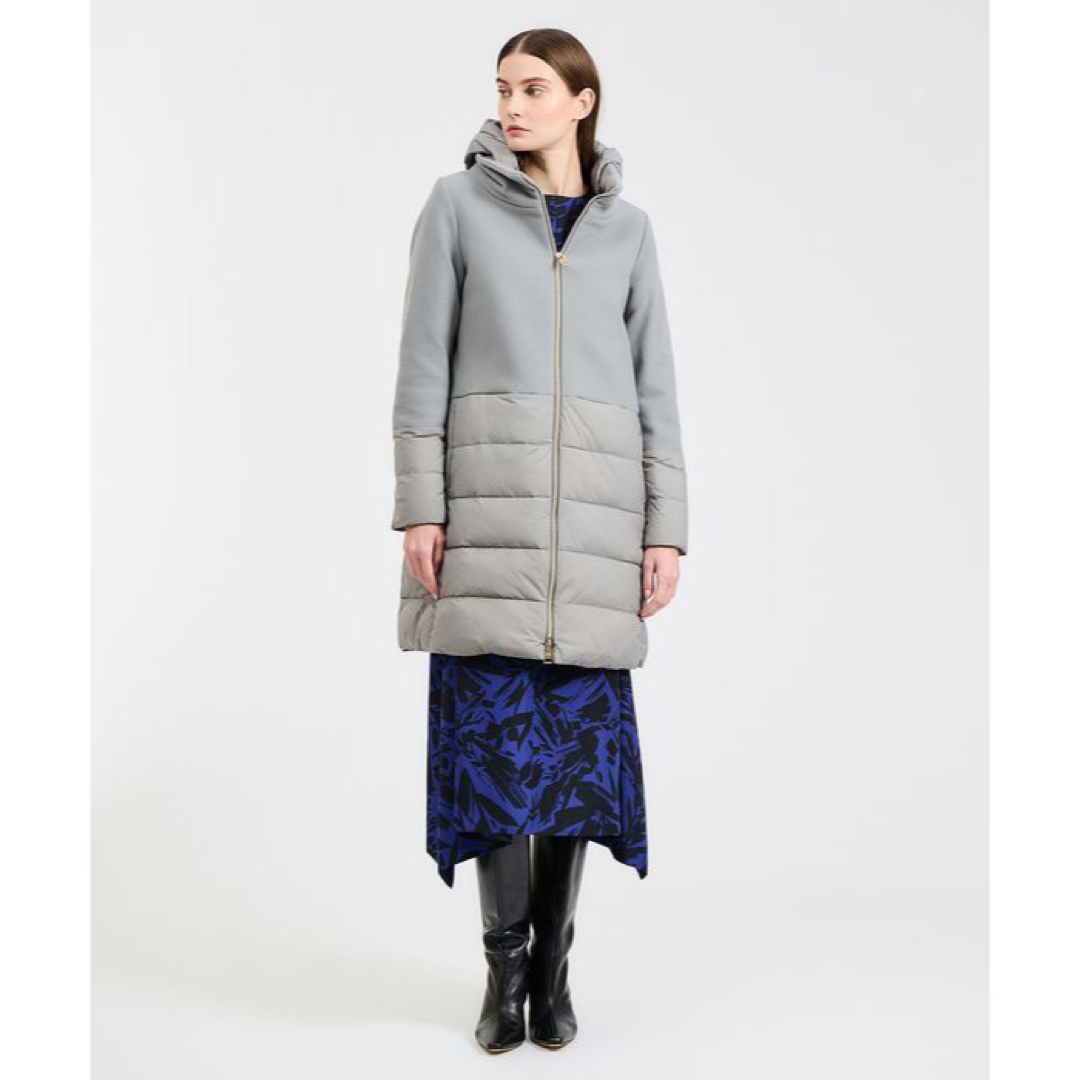 HERNO - HERNO ヘルノ ウール 異素材 MIX ダウン コート ライトグレー