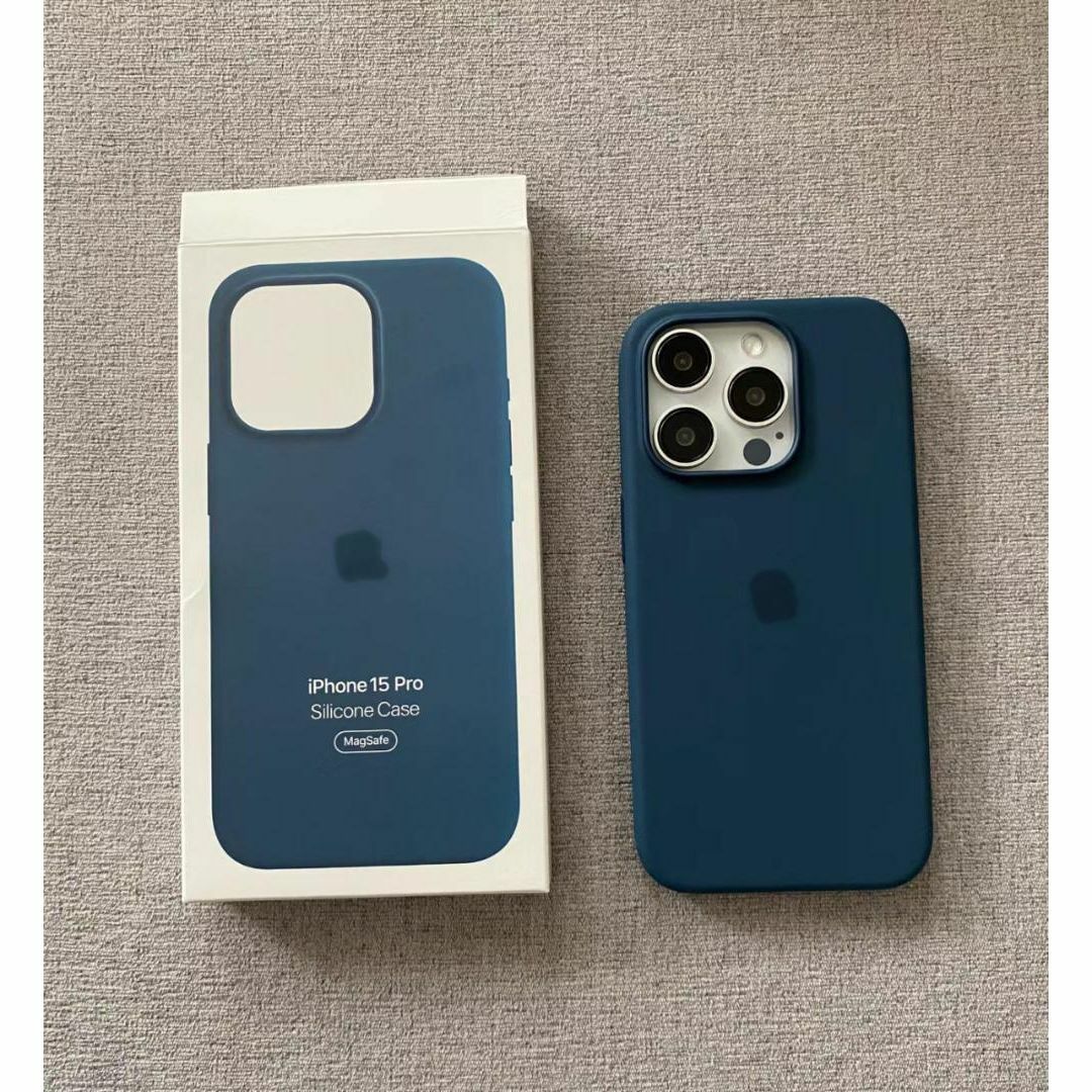 新品】純正互換品iPhone 15 plus シリコンケース ストームブルーの通販