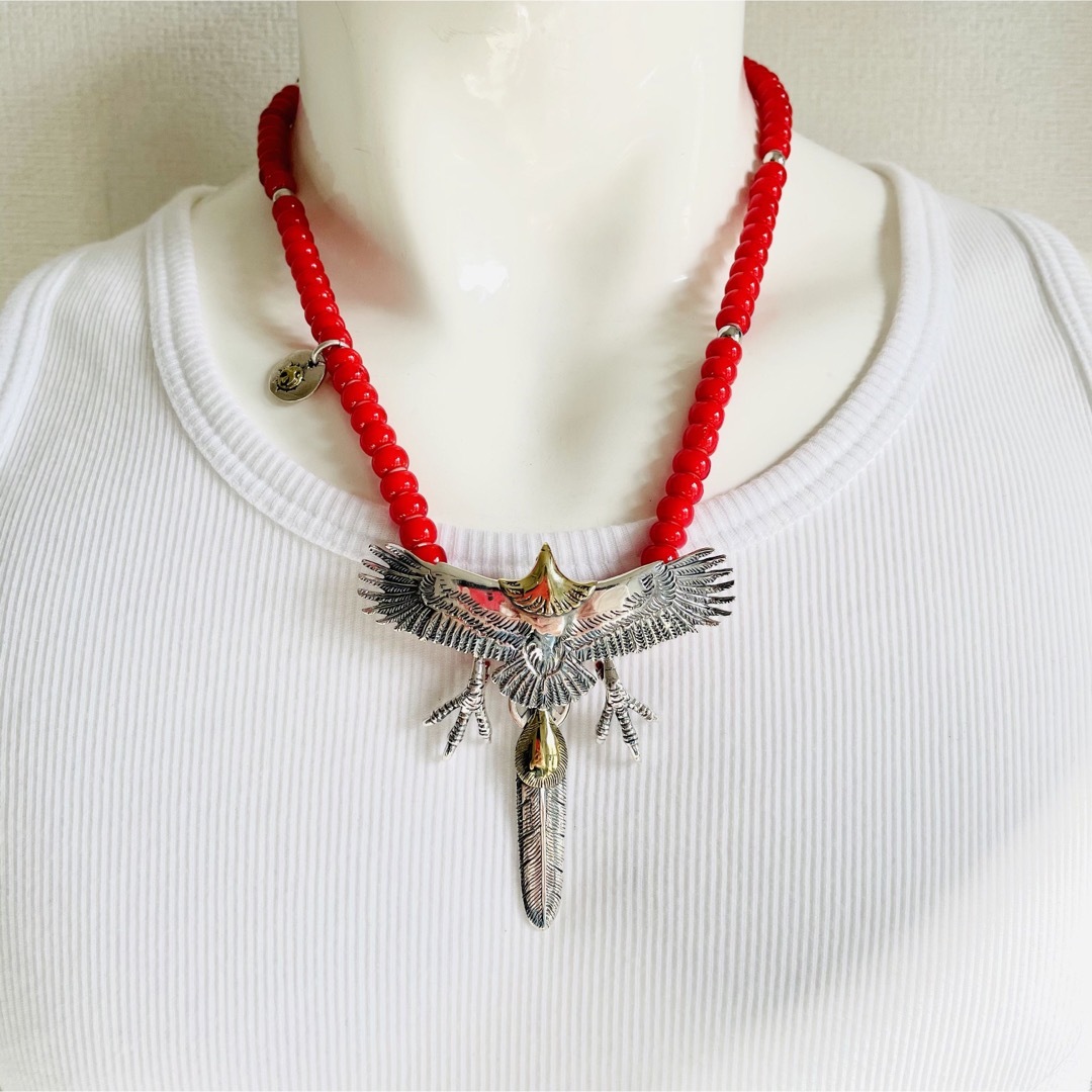 goro's - silver925 頭金イーグル 銀爪 ハートフェザーネックレス