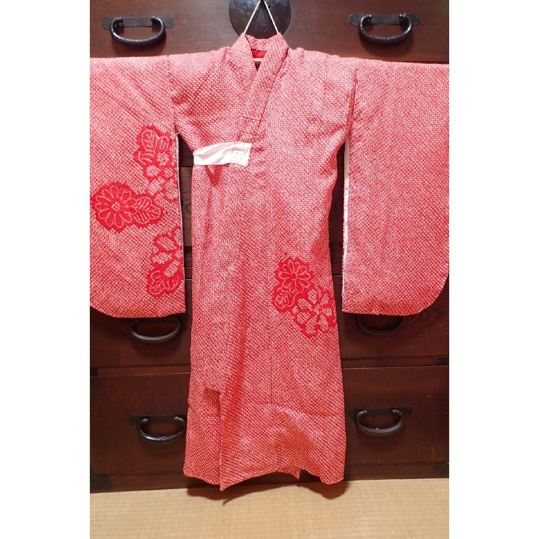 ☆sold out☆ 3歳 レトロ正絹総絞り菊 七五三 お着物フルセットの通販