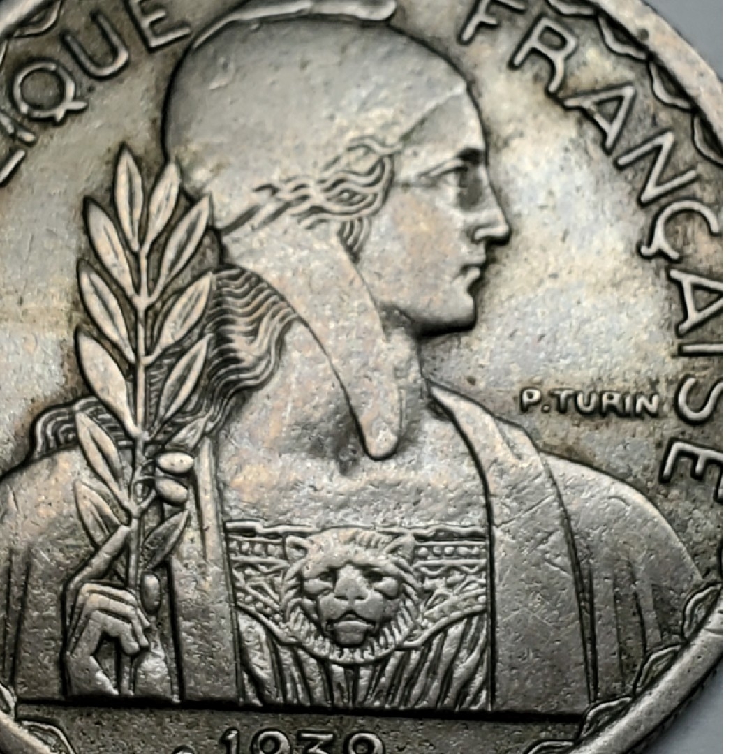 ヴィンテージフランス領インドシナ20セント1941年/月桂樹の枝女神