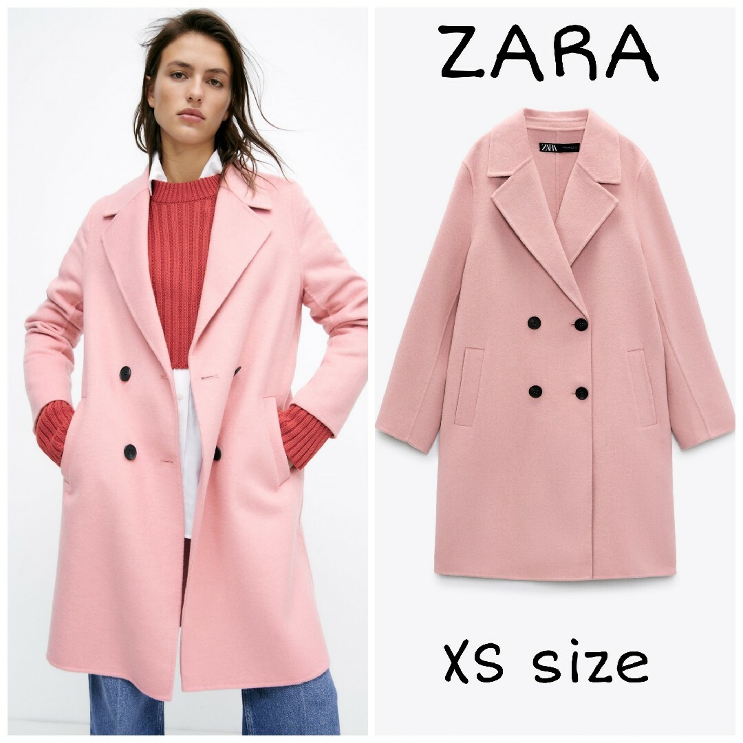 ZARA - ZARA ウールブレンドマスキュリンコート XSサイズ ピンクの通販