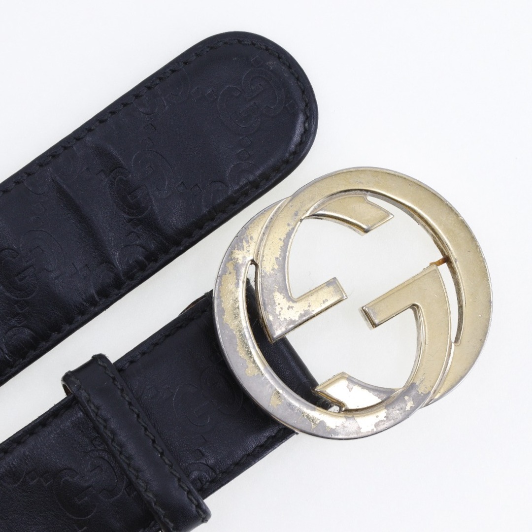 GUCCI - 【GUCCI】グッチ インターロッキング GG 114876 シマレザー 黒