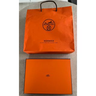 HERMES - エルメス ショップ袋&オレンジボックス マフラー（ストール