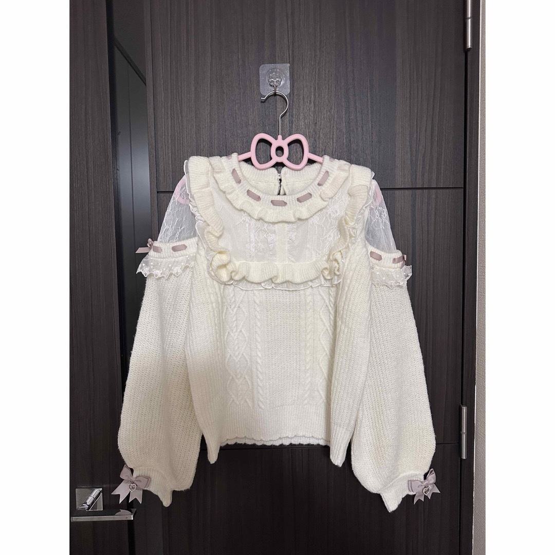 LIZ LISA - lizlisaポンポンリボンレースヨークニットトップスの通販