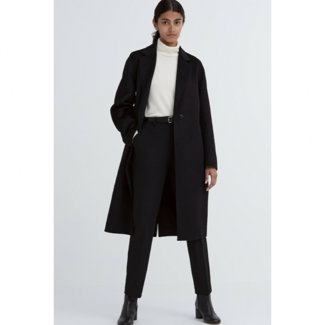 UNIQLO - UNIQLO ダブルフェイスロングコート ブラックの通販 by リン