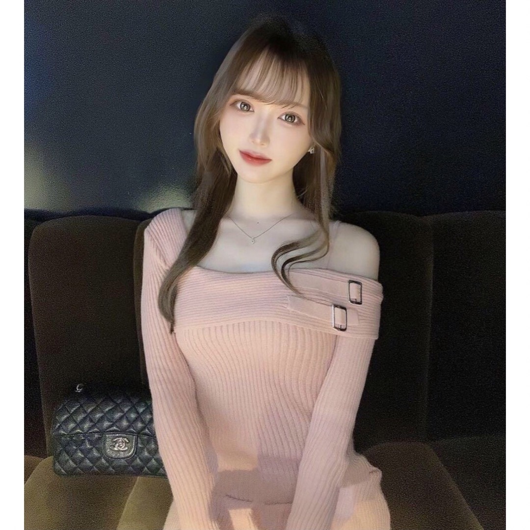 dholic - ベビーピンク肌見せタイトワンピ elmyuの通販 by シナモン