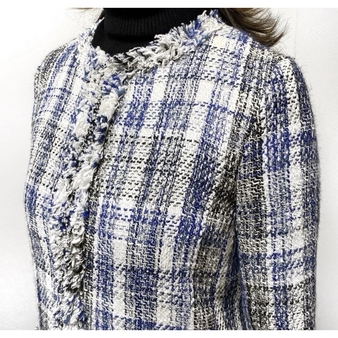 ZARA - ZARA ザラ ノーカラー ツイード コートジャケット XS の通販 by