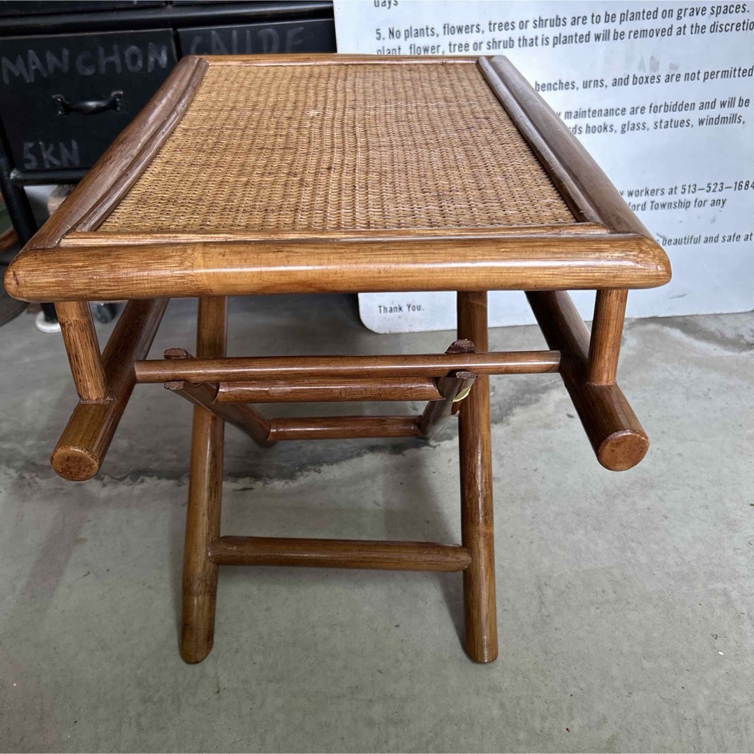 ラタン製 折りたたみ式 フォールディング テーブル 藤 藁 竹 蚤の市