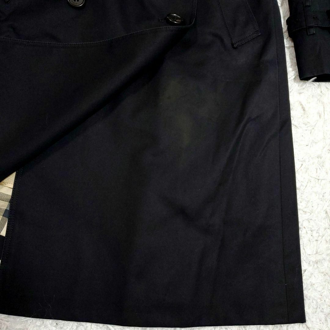 BURBERRY - M バーバリー ロング トレンチコート 黒 ウール100