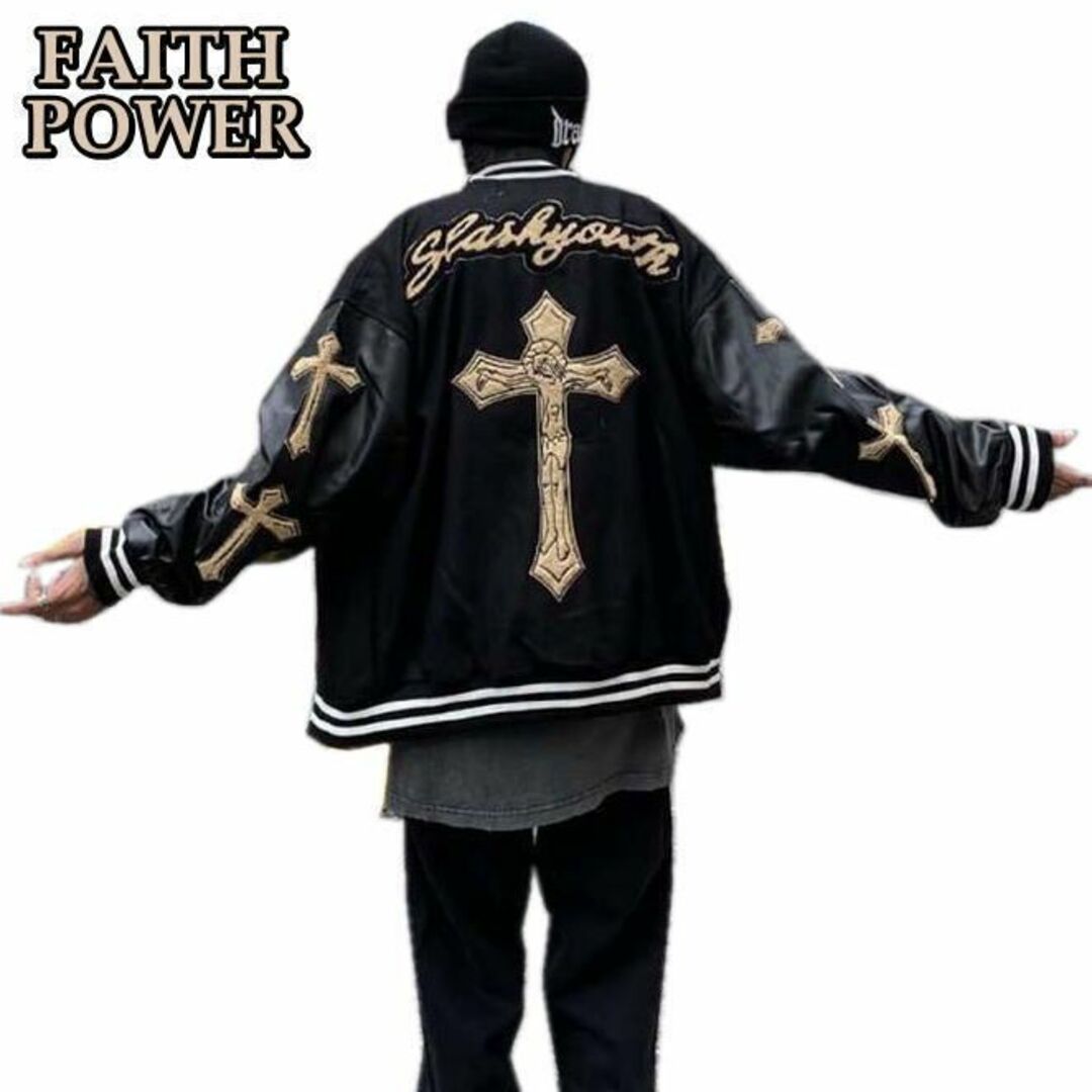 新品 L スタジャン FAITH POWER サガラ刺繡 ユニセックス アウターの