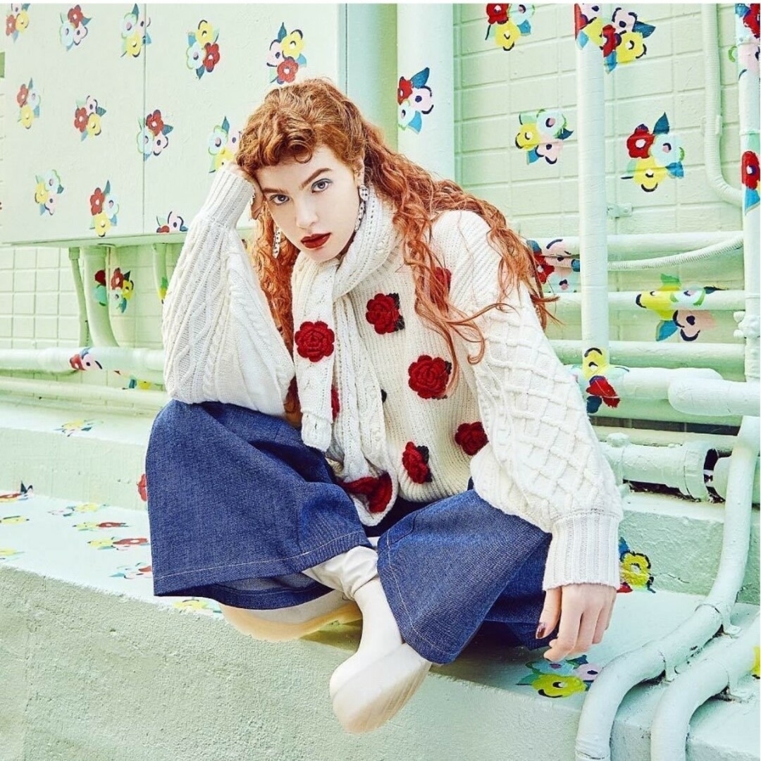 のん様専用 あさぎーにょ フラワーガーデンニット マフラー セットの