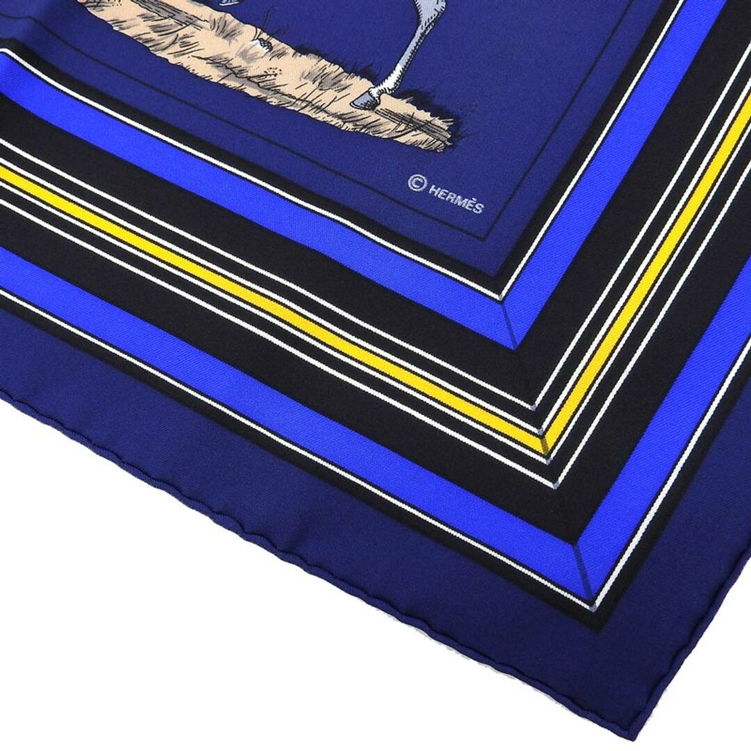 HERMES - エルメス HERMES カレ90 スカーフ 馬着 シルク100% ネイビー