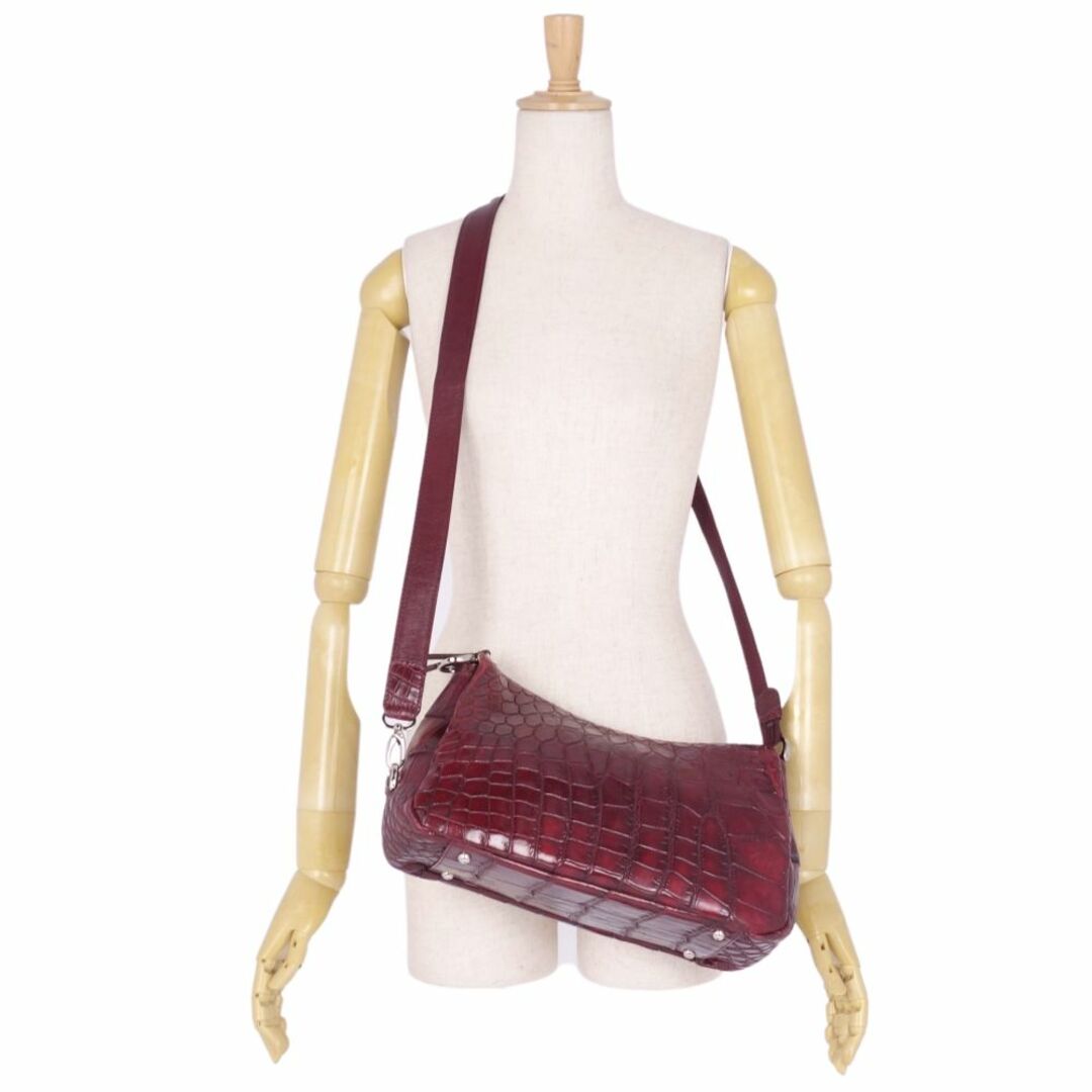 極美品 クロコダイル CROCODILE バッグ JRA ショルダーバッグ マット