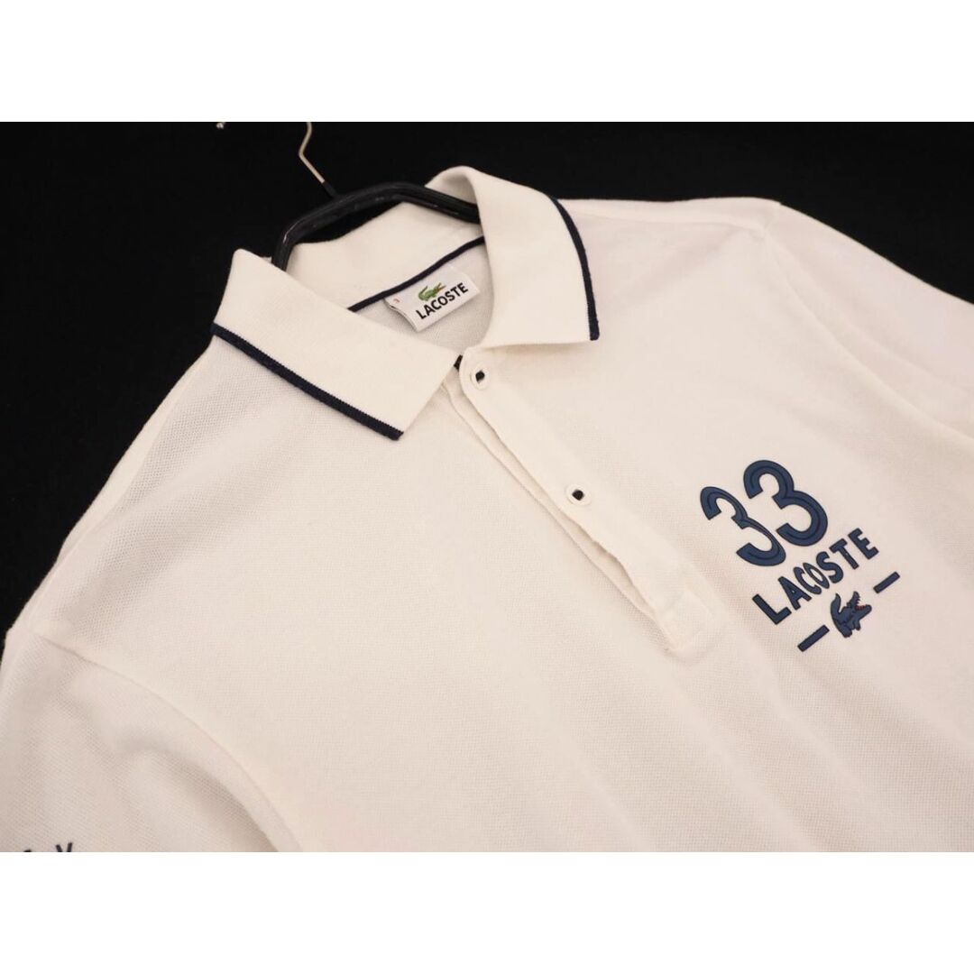 LACOSTE - LACOSTE ラコステ 33 ロゴ プリント ポロシャツ size3/白