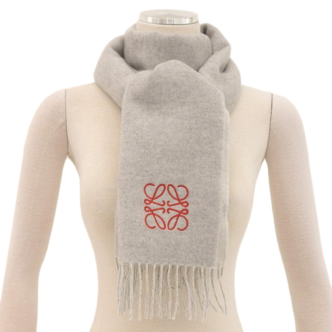 LOEWE - ロエベ アナグラム マフラー ウール/カシミヤ グレー/レッドの