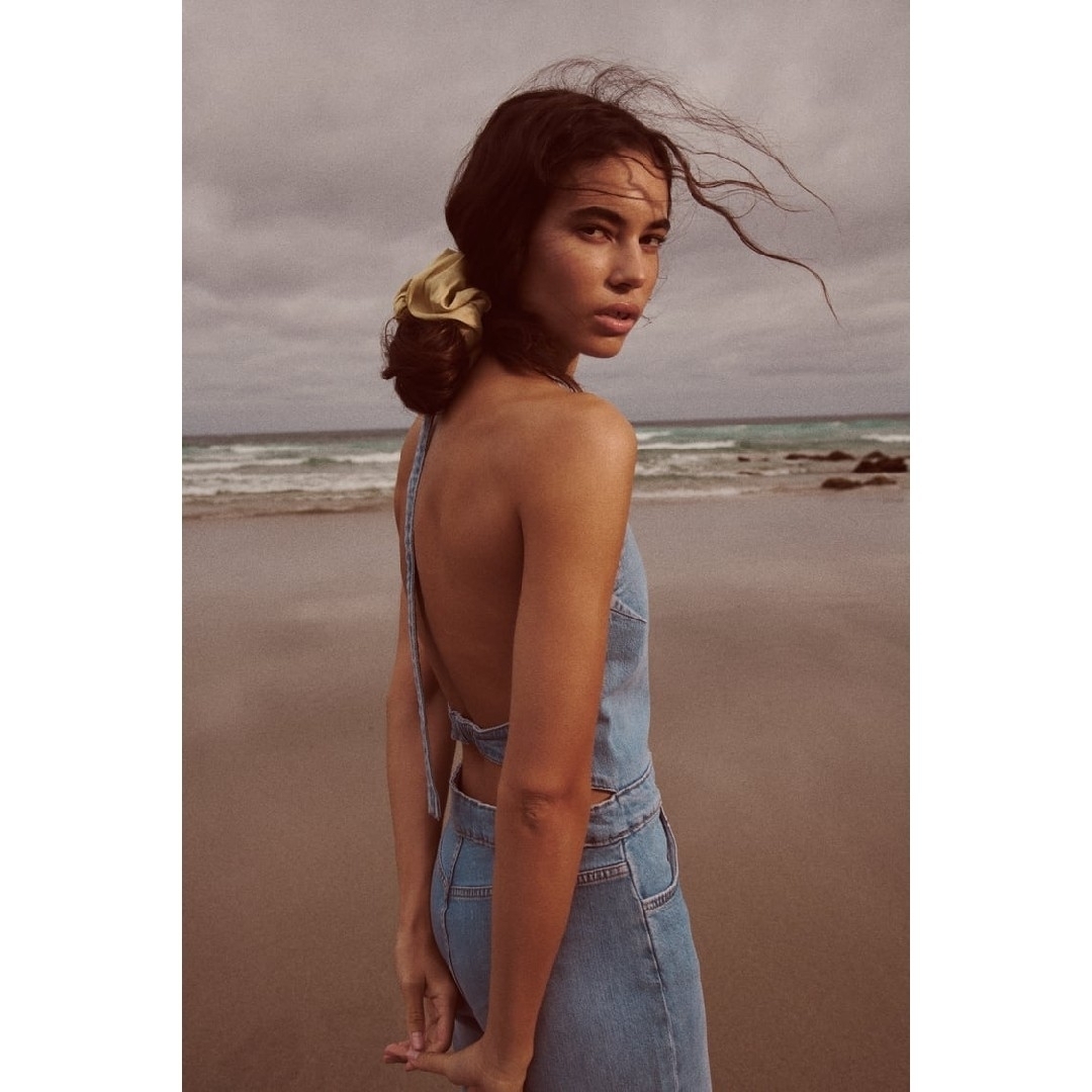 ZARA - ZARA デニム TRF ホルターネック ジャンプスーツ Lサイズ