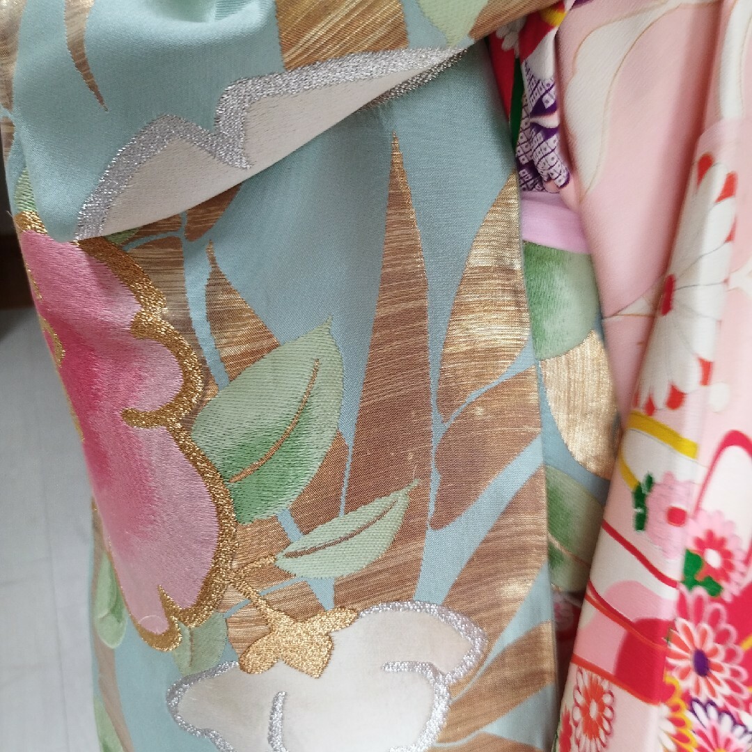 アンティークくすみブルーのだらりの帯☆作り帯の通販 by しの｜ラクマ