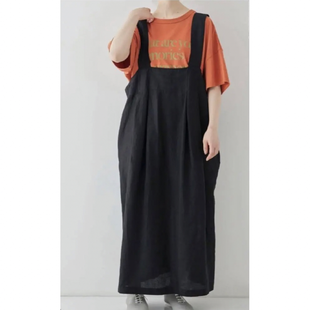 nest Robe ブラックリネンボックス吊りワンピース