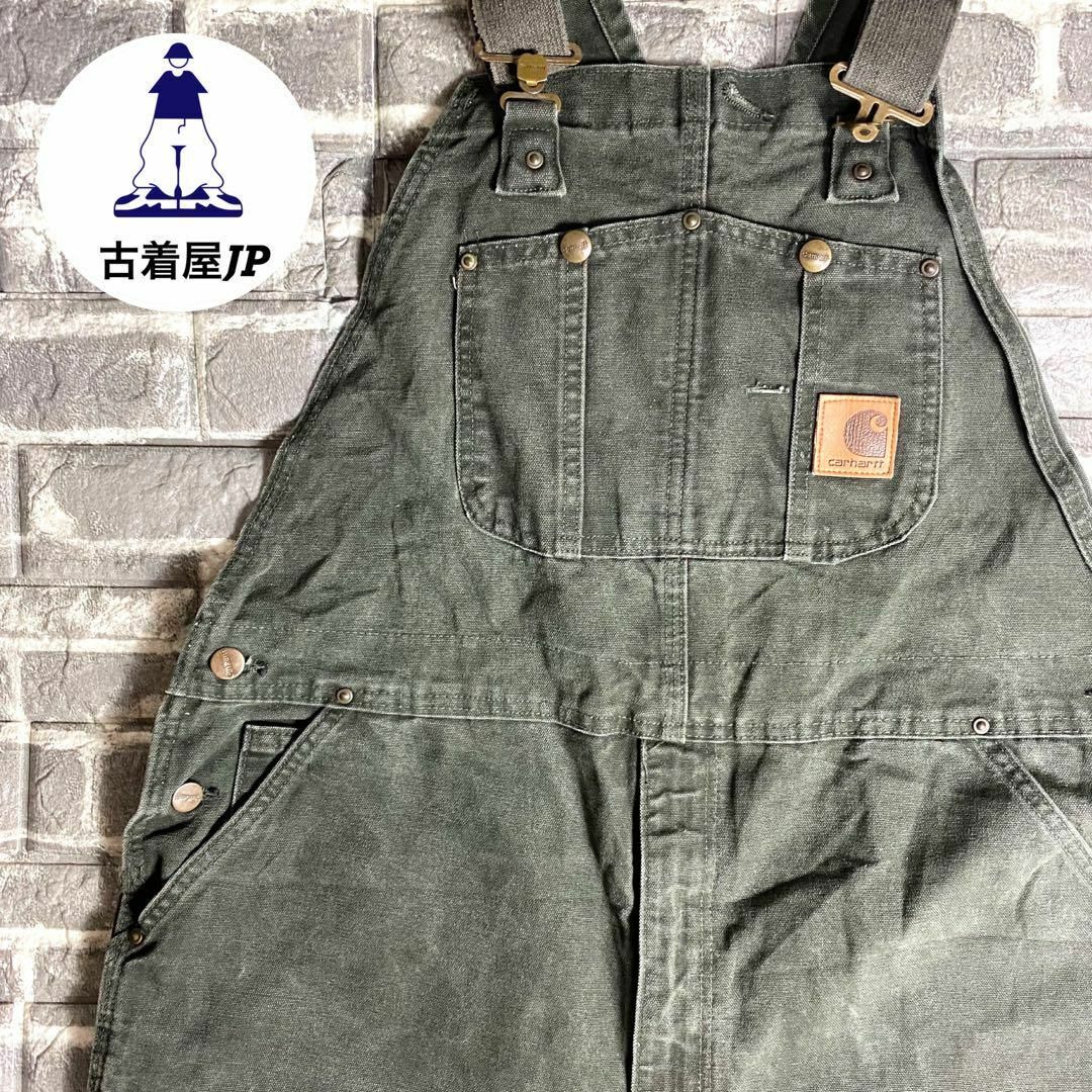 carhartt - カーハート☆オーバーオール USA古着 レザーロゴ 90s