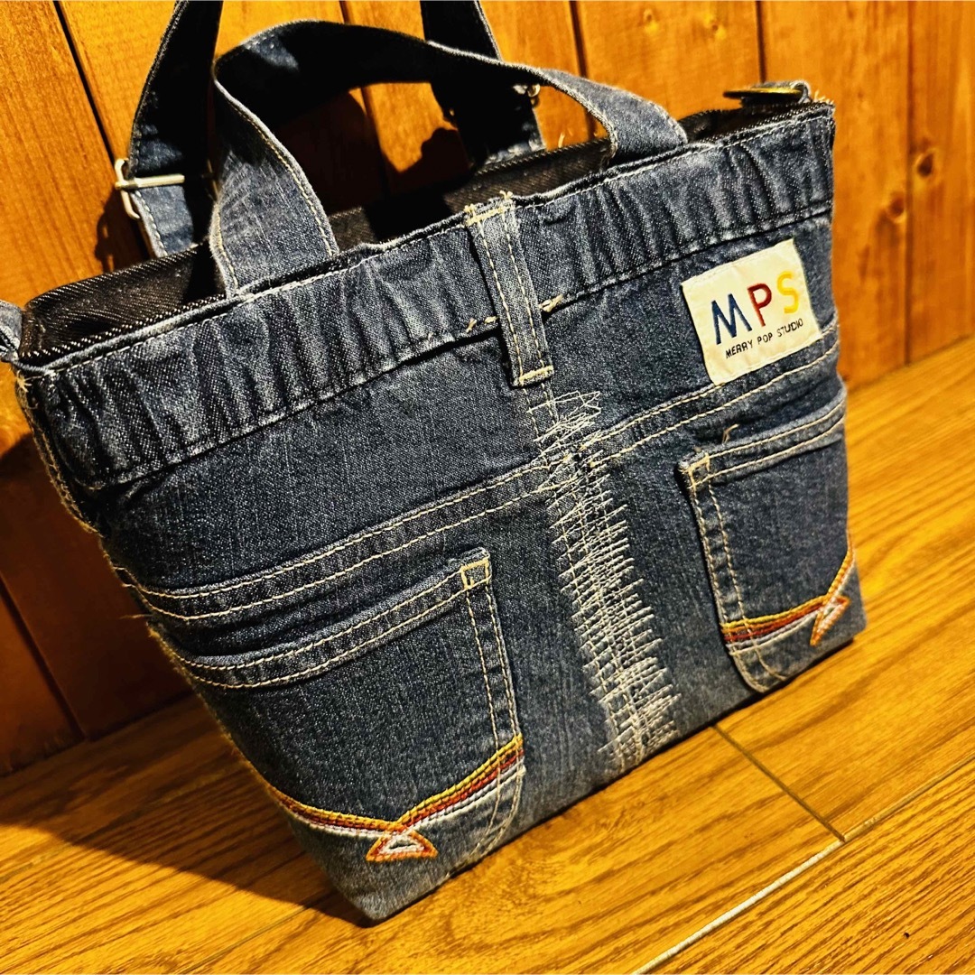 ハンドメイド オーバーオール トートバッグ デニムリメイク サロペット