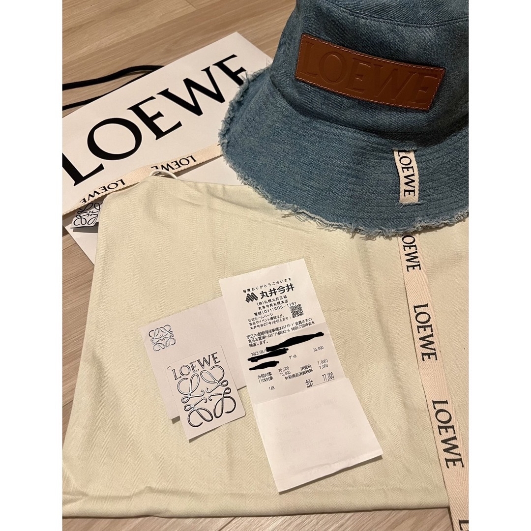 LOEWE - LOEWE フレイド フィッシャーマン ハット デニム & カーフの