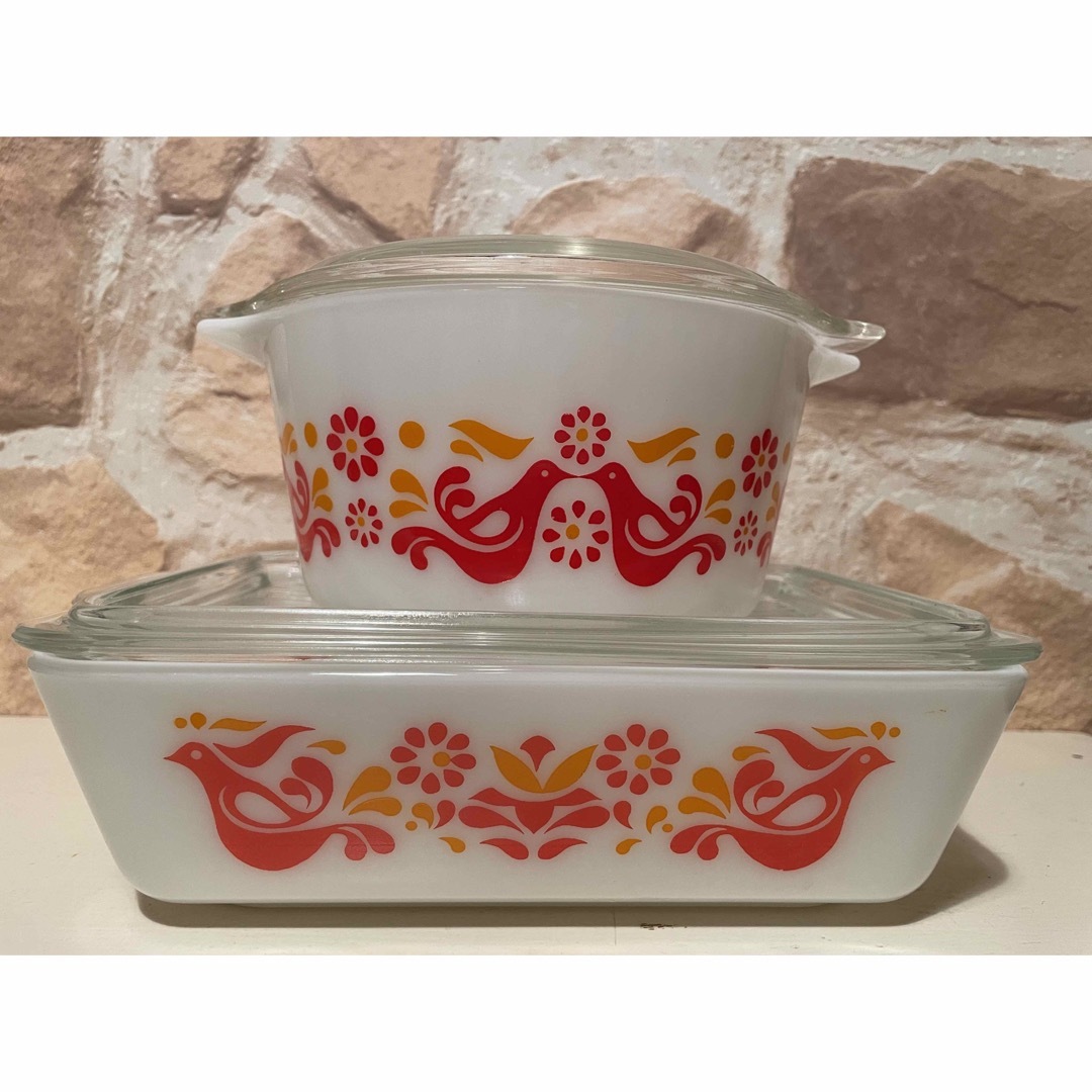 Pyrex - オールドパイレックス フレンドシップ キャセロール＆リフset