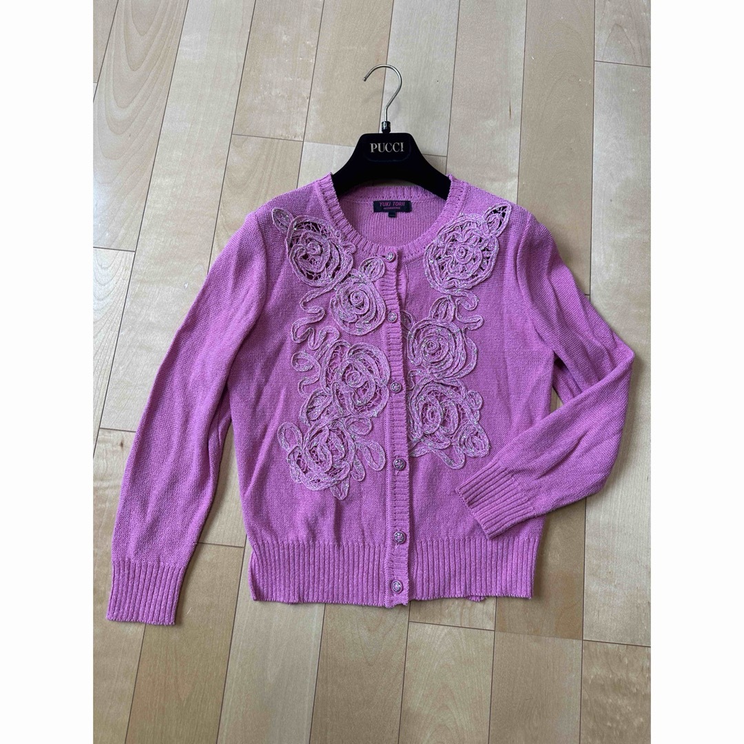 YUKI TORII INTERNATIONAL - ユキトリイ カーディガン レース ピンク色