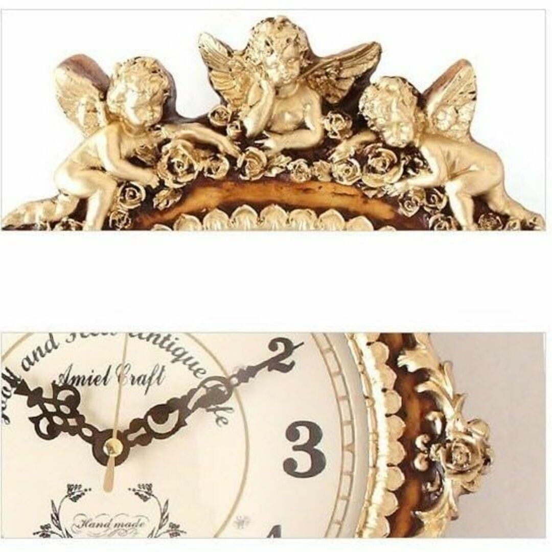 ゴールデンエンジェルラウンド振り子時計/インテリア 掛け時計/電波