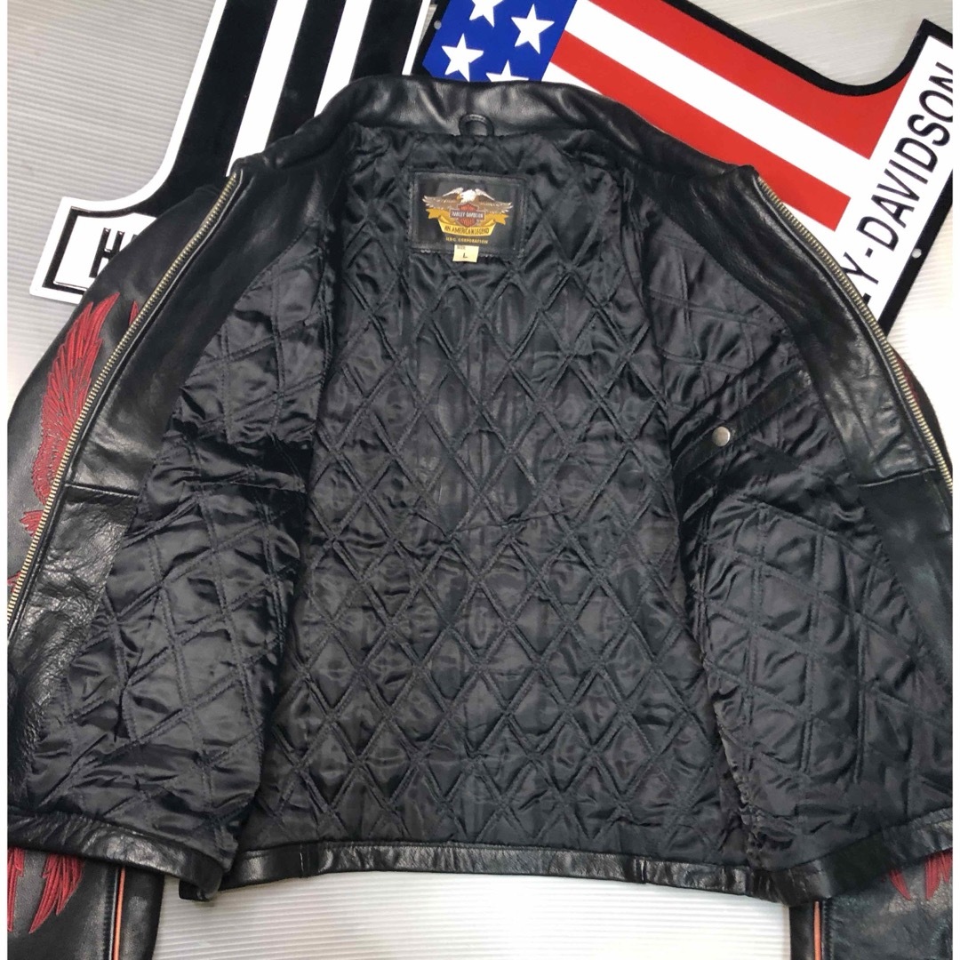 Harley Davidson - 【稀少！金赤糸刺繍限定品！】山羊&牛革ハーレー