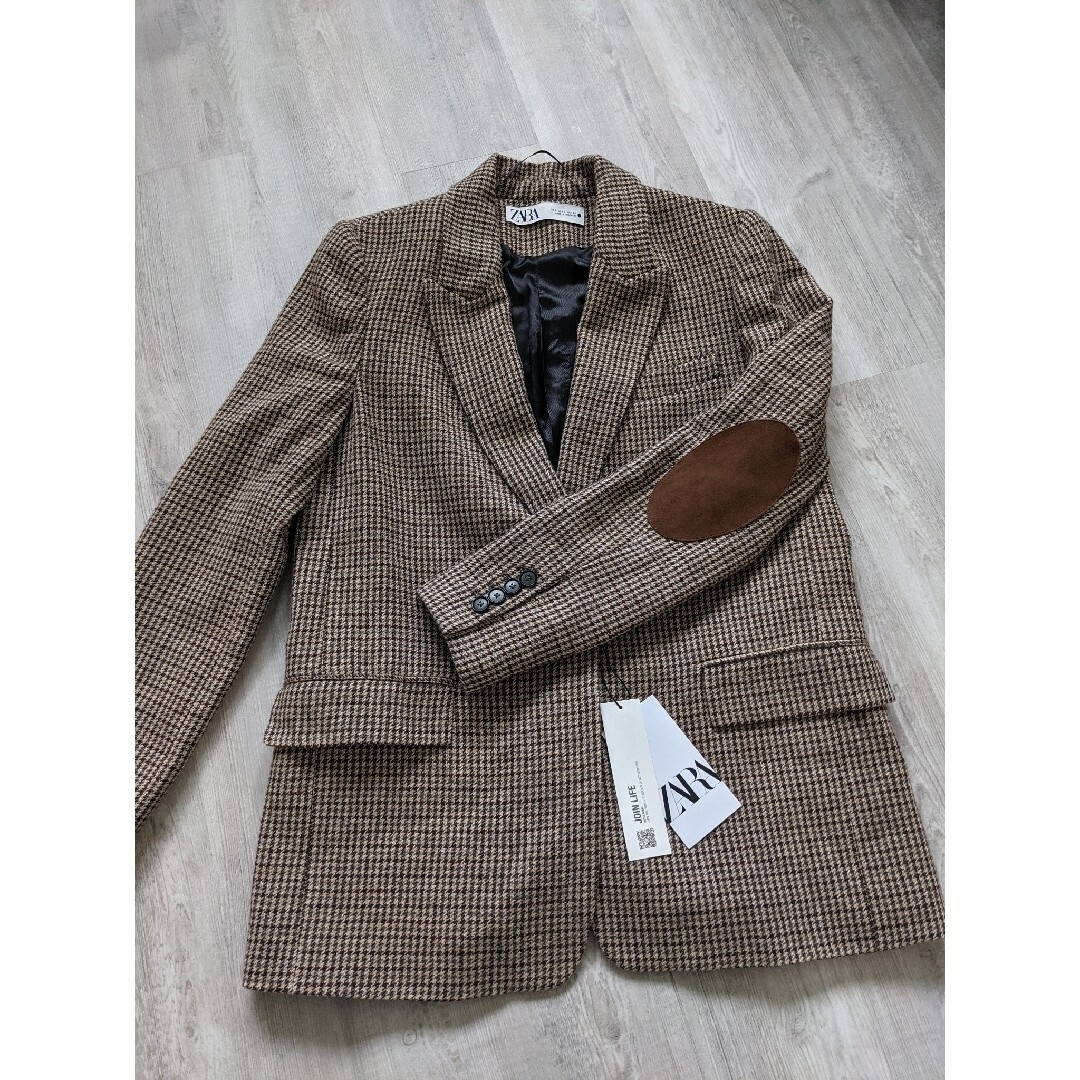 ZARA - ZARA エルボーパッチ ウールブレザー XSサイズ ブラウンの通販