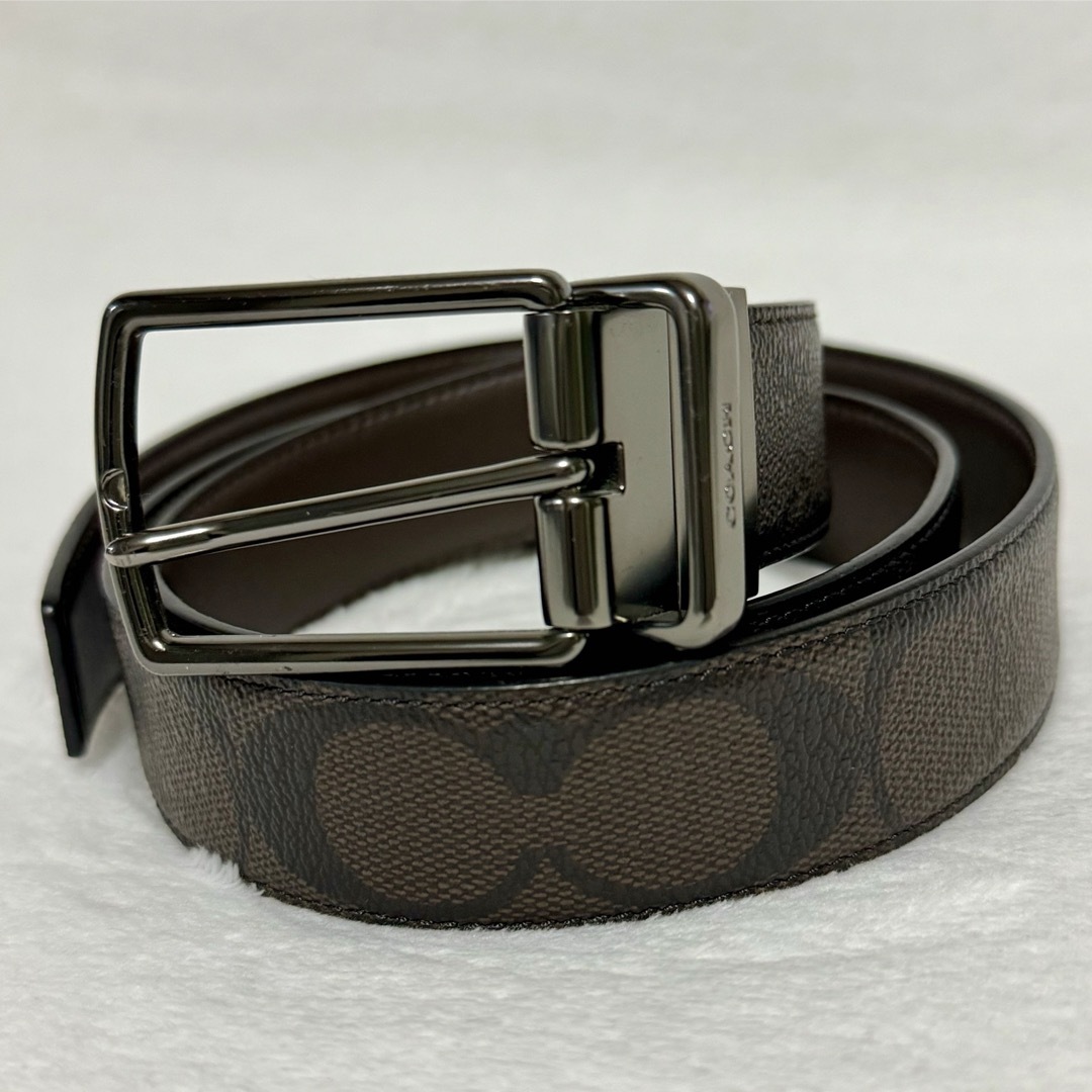 COACH - COACH コーチ シグネチャー リバーシブル ベルト PVC ブラウン