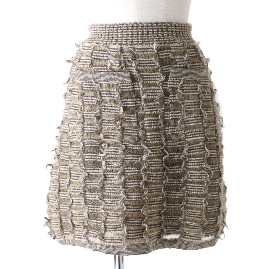 本物 ランウェイ 極美品 シャネル ダイヤチェック カシミア スカート 38