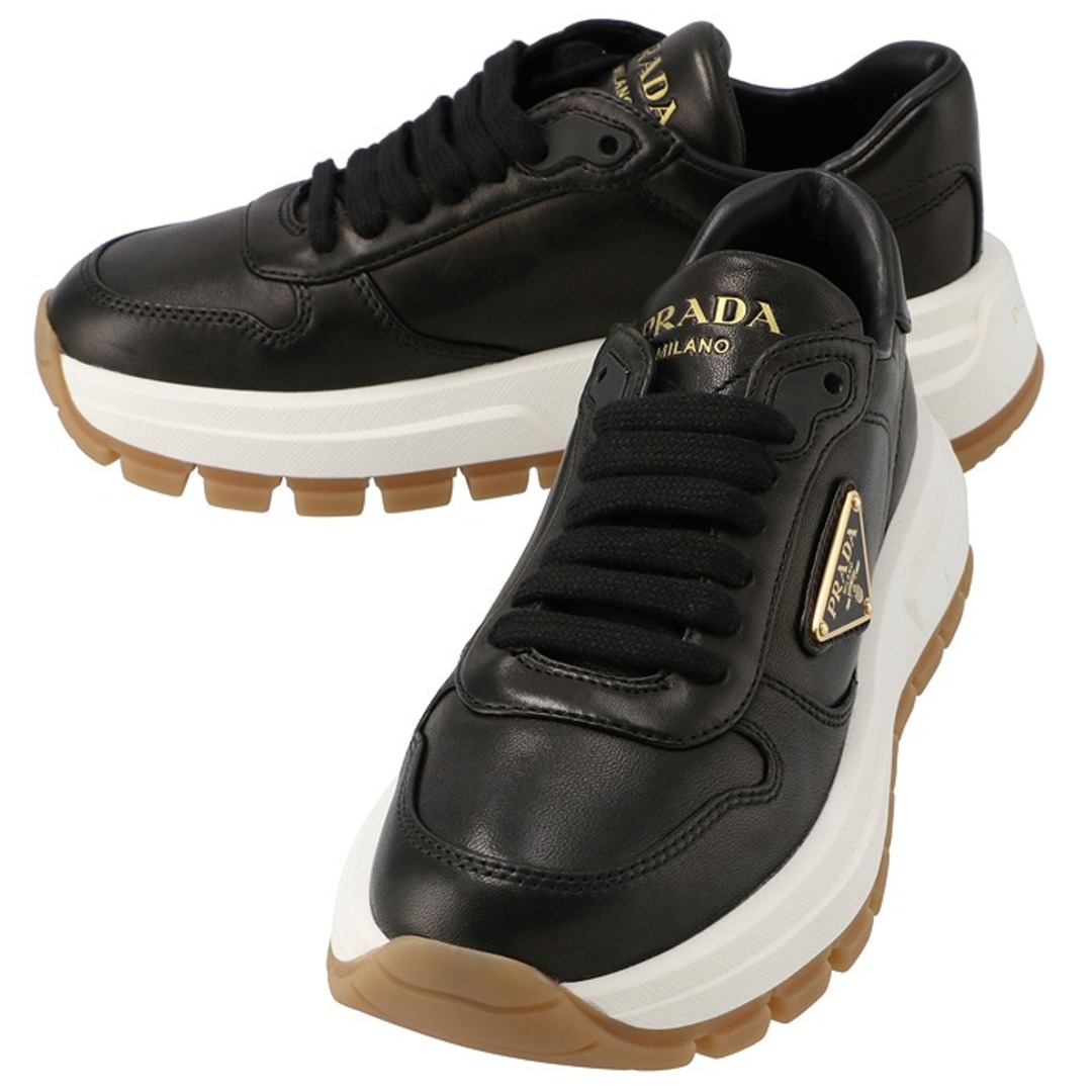 PRADA - プラダ PRADA レザースニーカー 三角ロゴ レースアップ 厚底