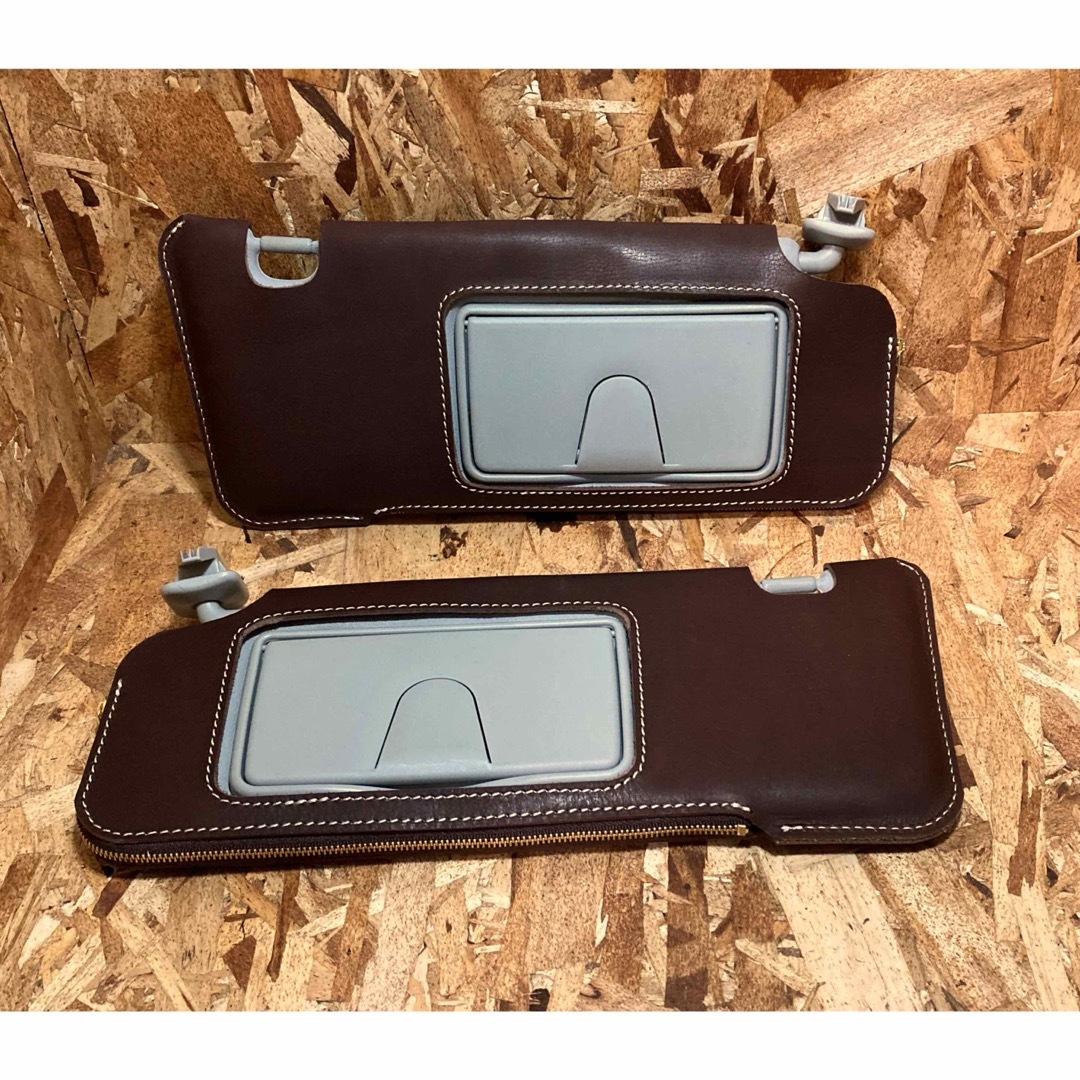 新型ジムニーサンバイザーカバー ・ブラウン、ステッチ白 ・刻印筆記体