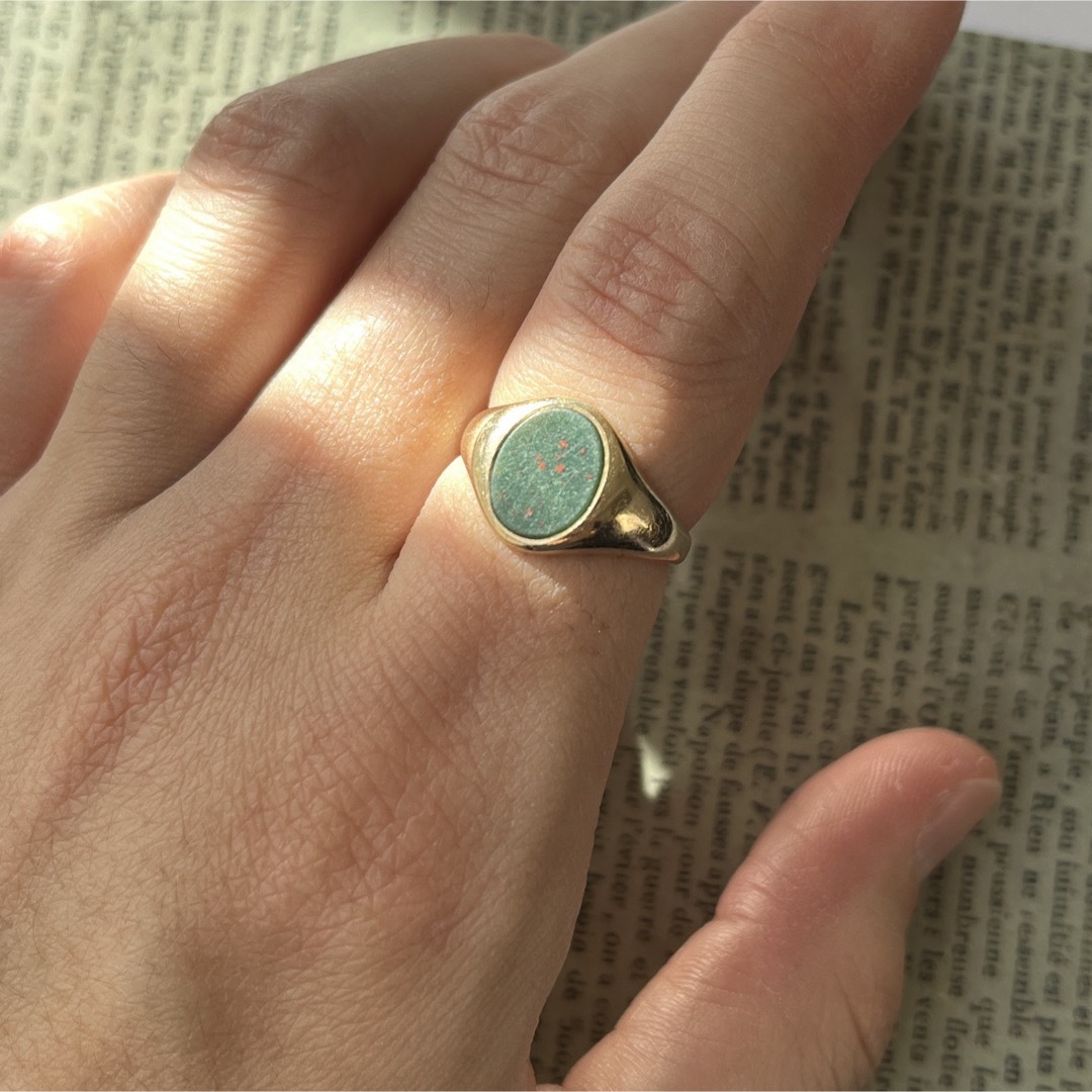 英国 イギリス ヴィンテージ 9k 9金 ブラッドストーンリングの通販 by