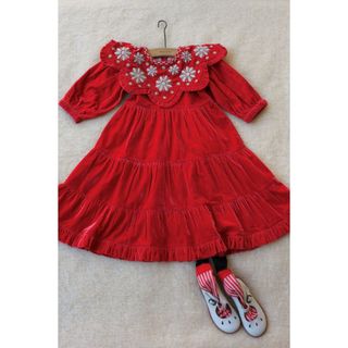 美品 bonjour diary velvet red dress 10yの通販 by shop｜ラクマ
