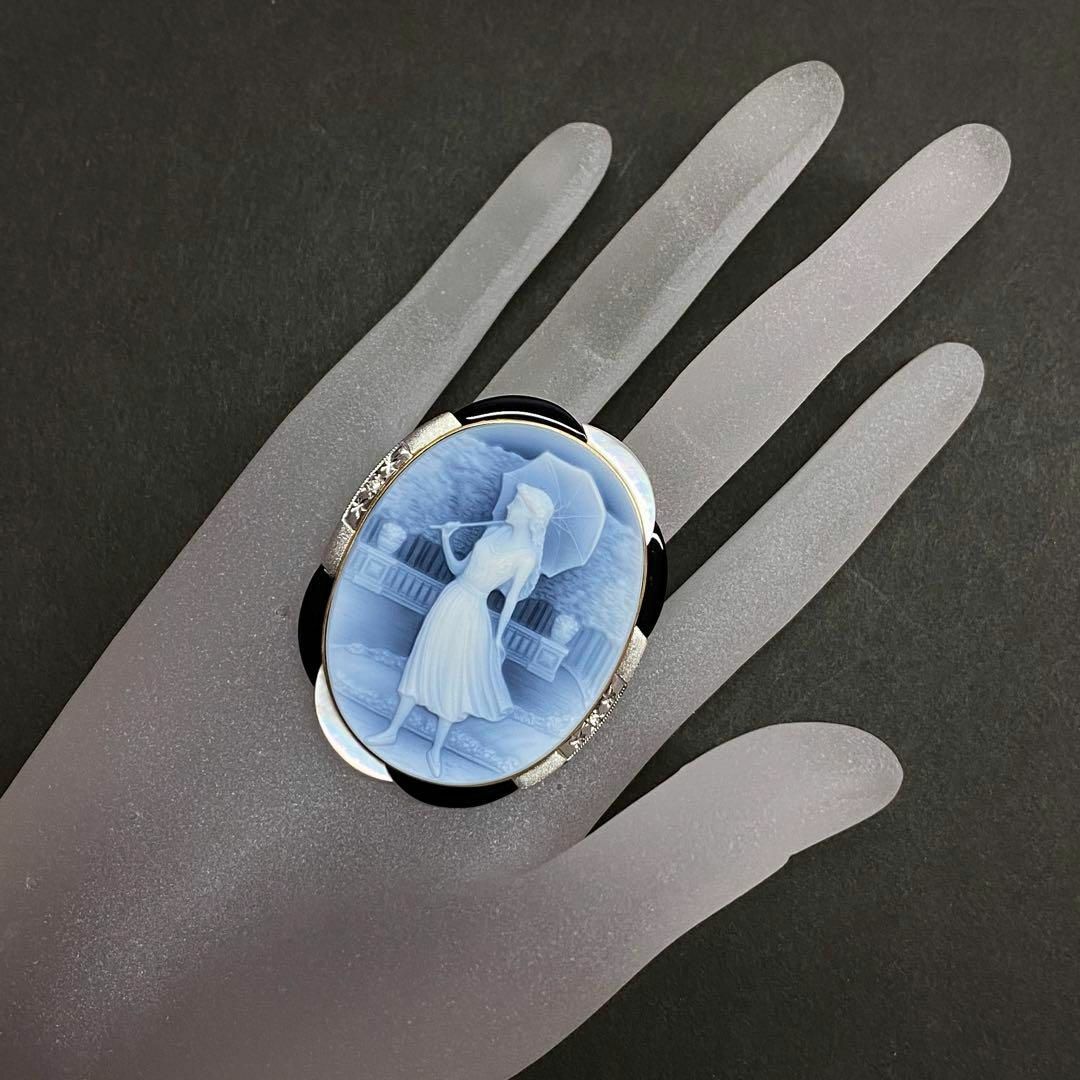 K18 ストーンカメオ ブローチ＆ペンダントトップ兼用 彫刻家シュミット