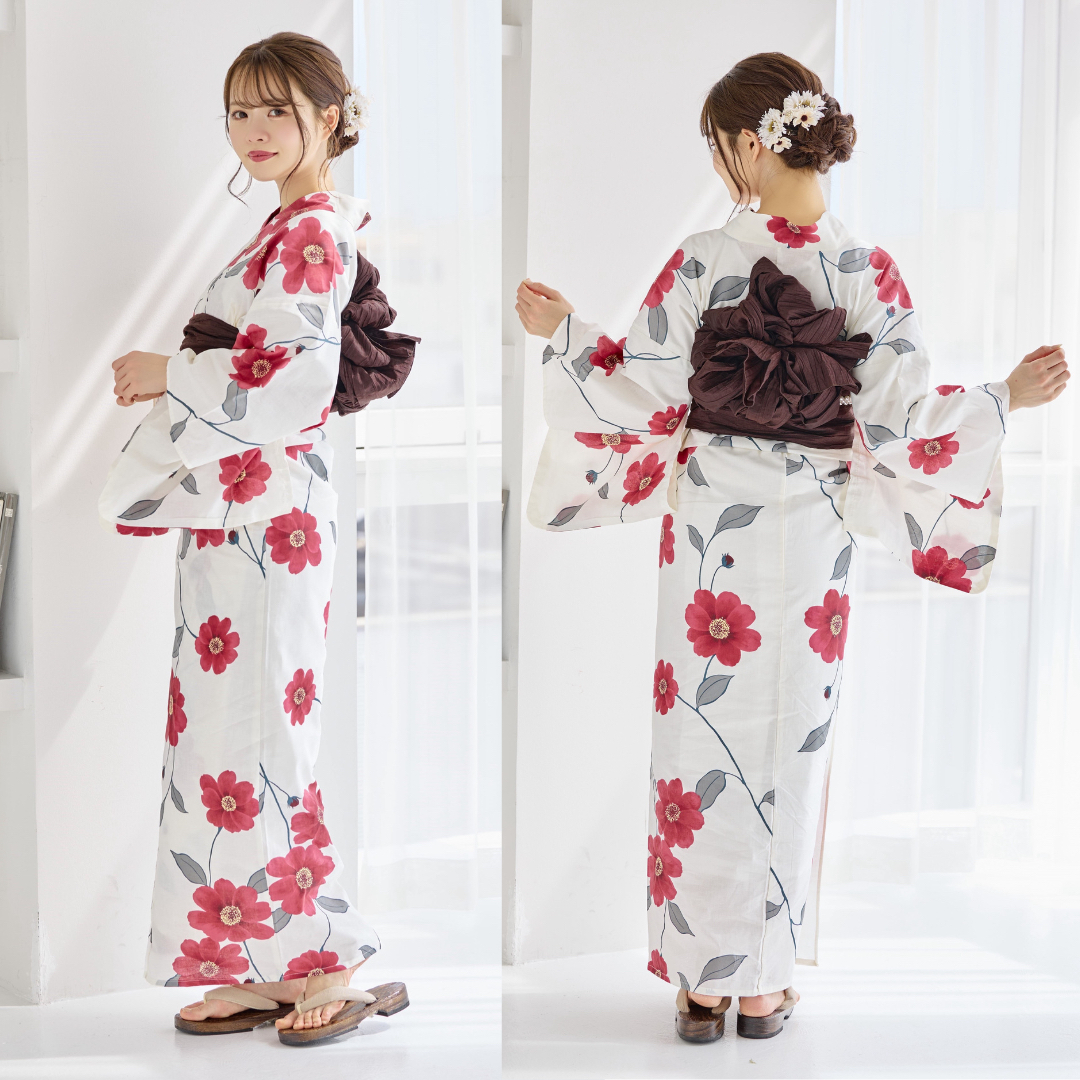 浴衣 ゆかた 浴衣セット 4点 セット 大人 レディース 新品 可愛い 赤