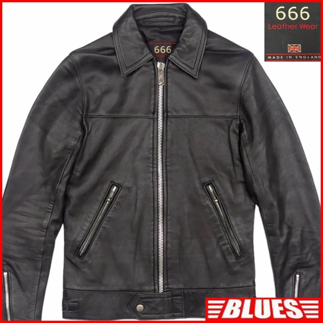 666 - 666 ライダース ジャケット 本革 シングル レザー 32 黒 HH9555