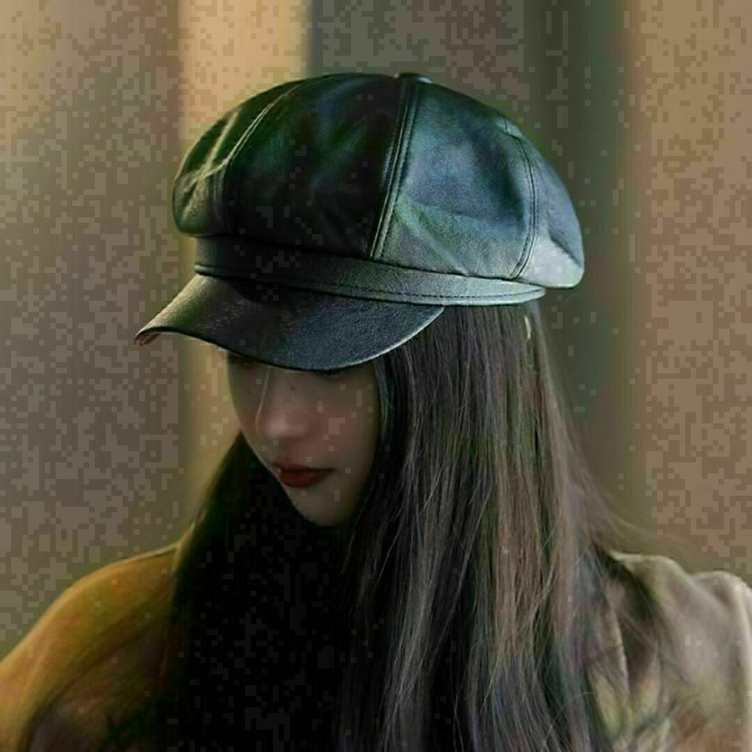 レザー キャスケット レディース メンズ 黒 ブラック 帽子 キャップ 小