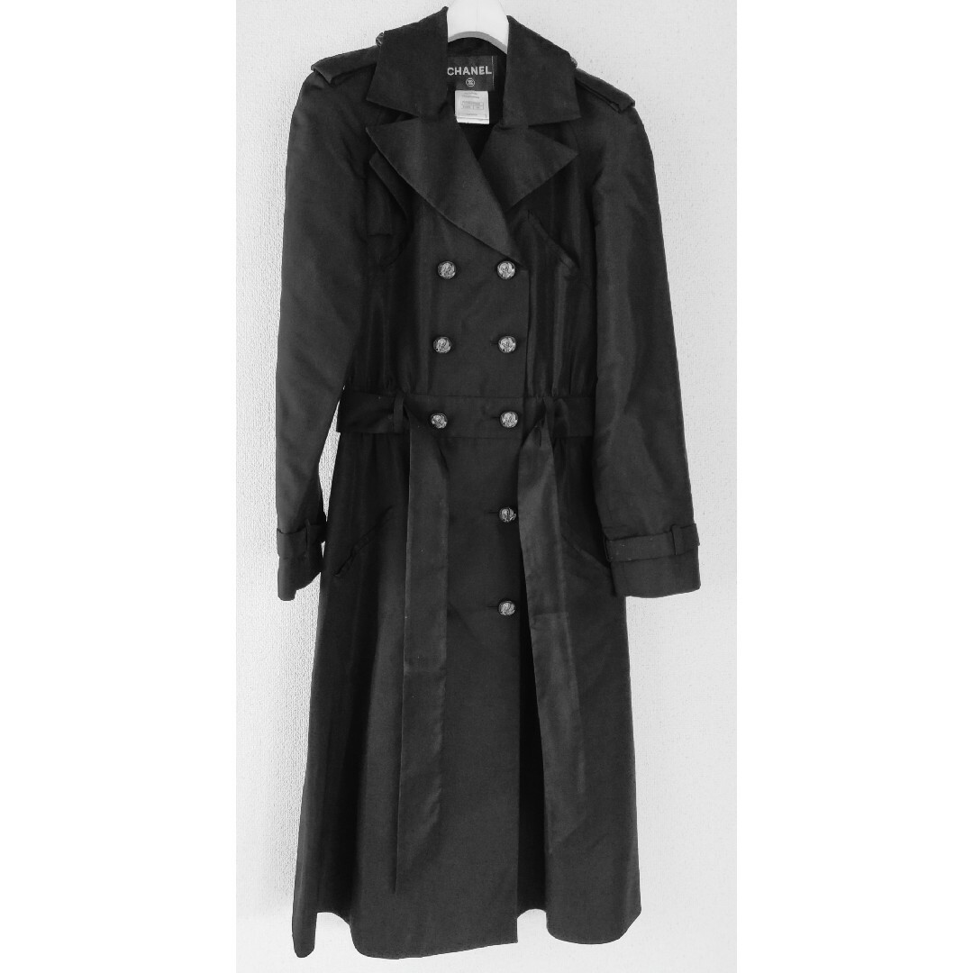 CHANEL - CHANELシャネル レア 希少 トレンチコート ダブル ブラック